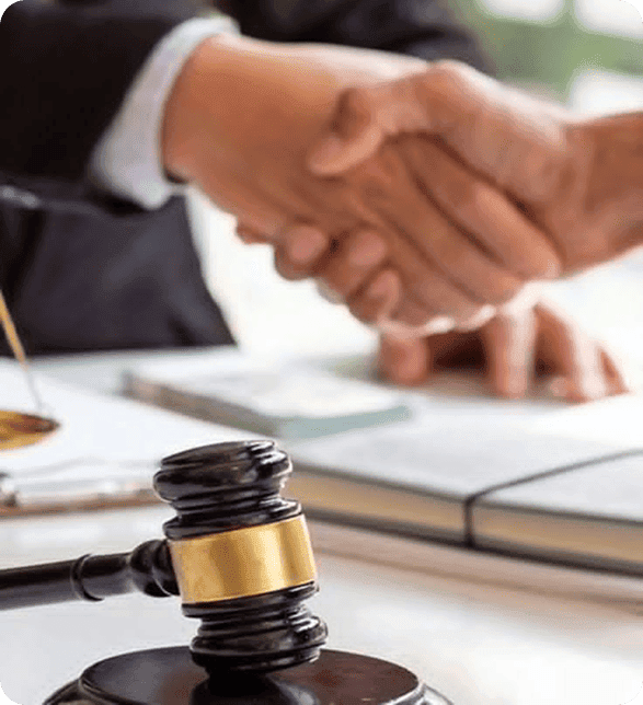 Attorney and client shaking hands